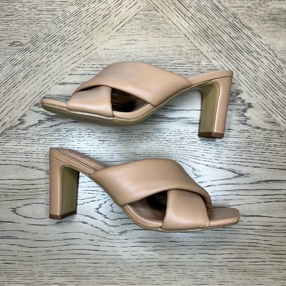 A New Day Casual Crisscross Leather Square Toe Sandal Heel Nude/Tan, Women’s 8 - Picture 7 of 9